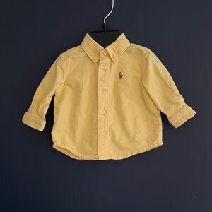 Polo Ralph Lauren Baby Oxford Button-Down Shirt Butter Yellow Pony Logo 3 Months